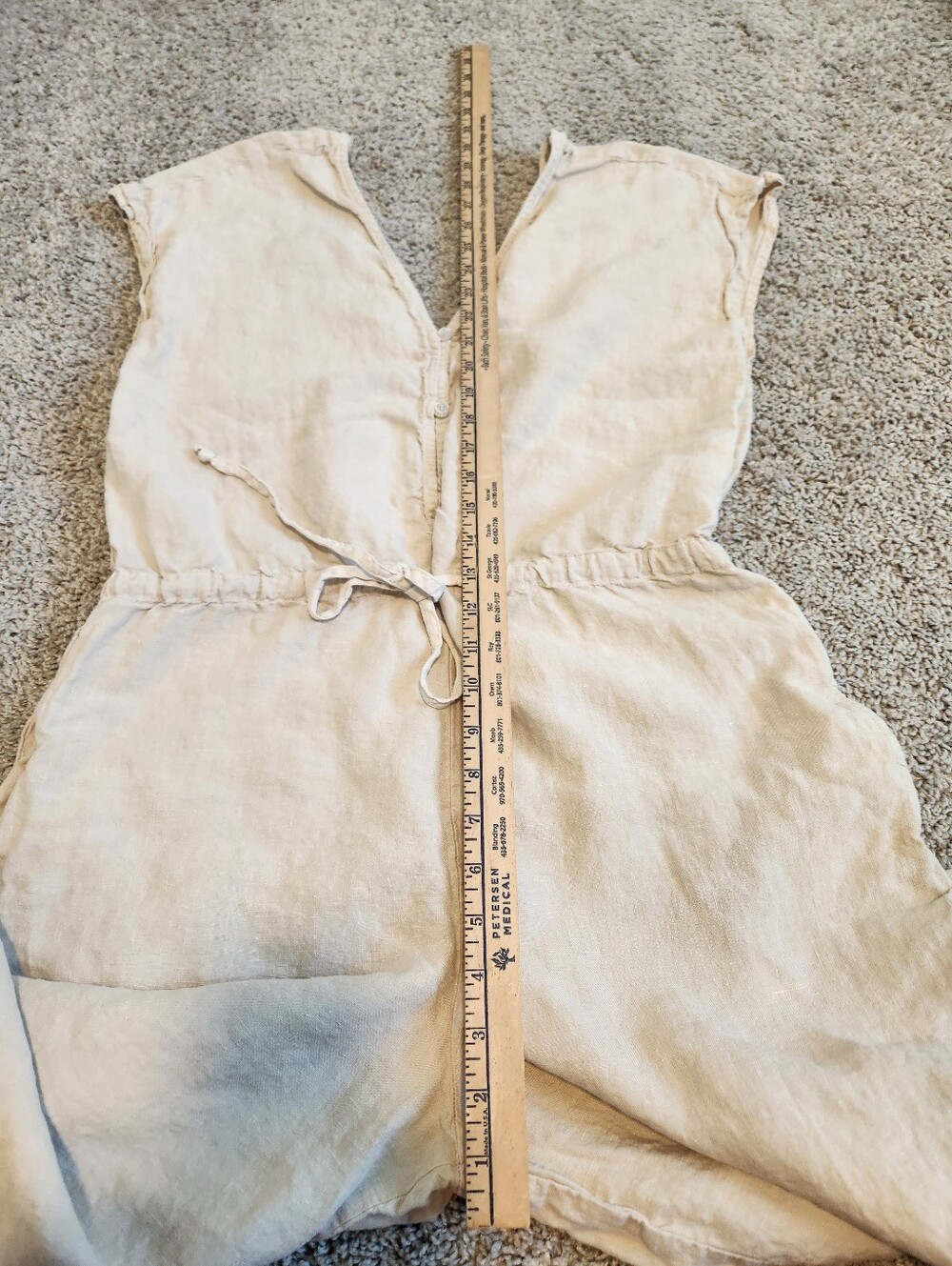 Anthropologie Cloth & Stone Linen Cropped Wide Leg Jumpsuit Size Medium - Picture 5 of 6